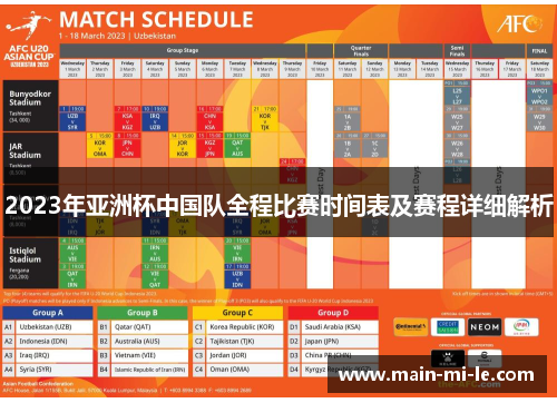 2023年亚洲杯中国队全程比赛时间表及赛程详细解析