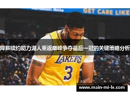 降薪续约助力湖人重返巅峰争夺最后一冠的关键策略分析